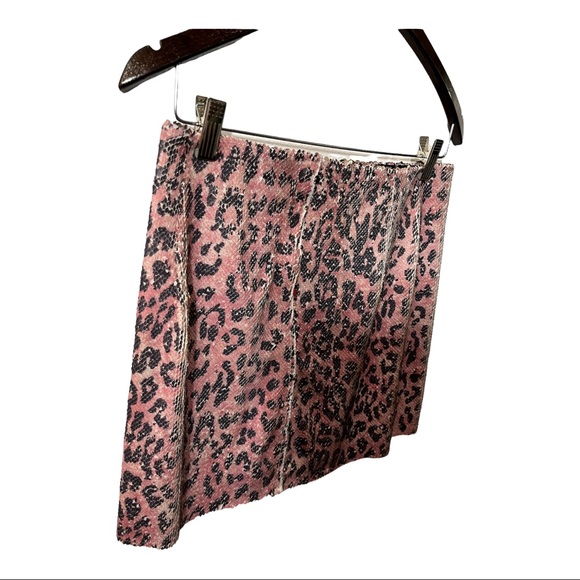 FREE PEOPLE PINK CHEETAH SEQUINED MINI SKIRT NEW WITH TAG SIZE 2 - Picture 12 of 16